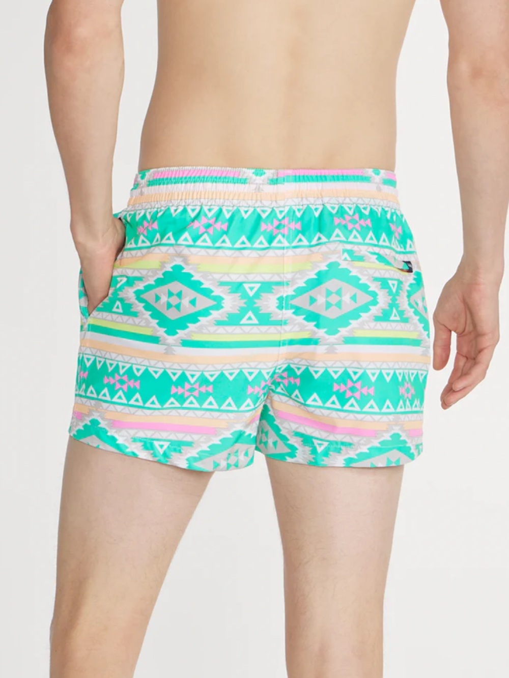 Chubbies The En Fuegos Classic 4” Swim Trunks  in Teal Geometric M-390 Sz M - Picture 4 of 11
